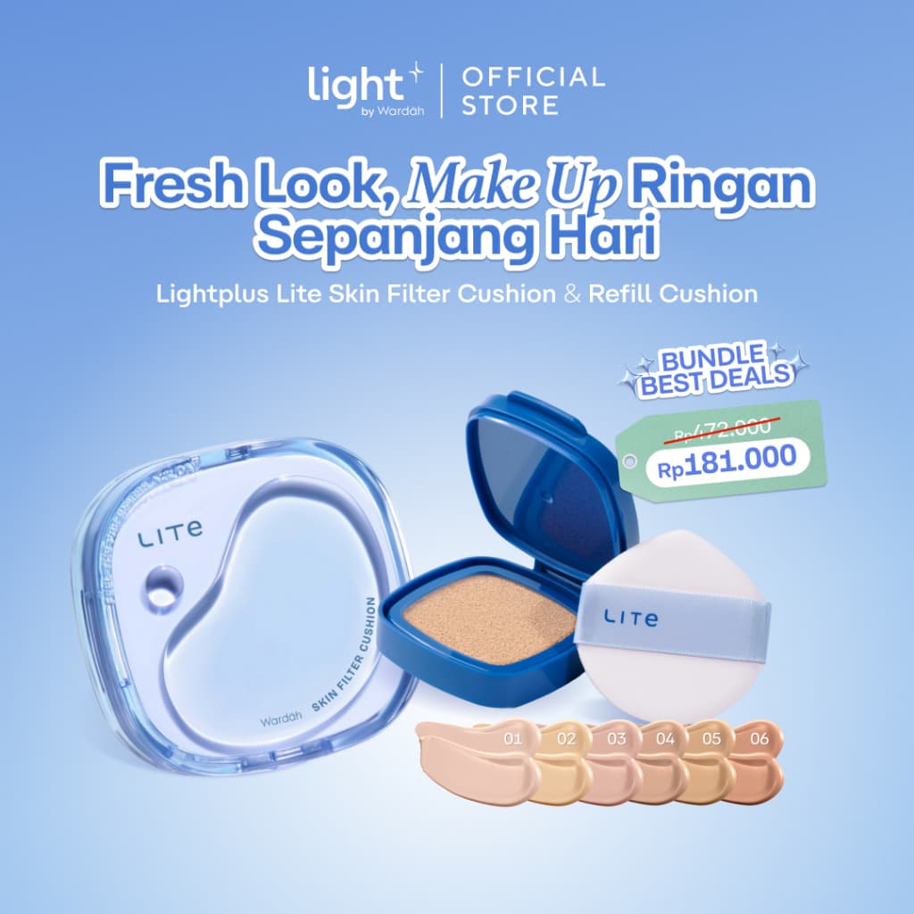 Cushion Light+ Wardah Shade 03 - Base untuk kulit berminyak, foto produk detail